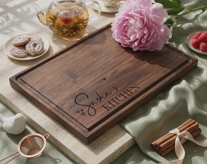 Personalized Walnut Cutting Board for Mom, CustomEngraved Wood Charcuterie Tray For Her