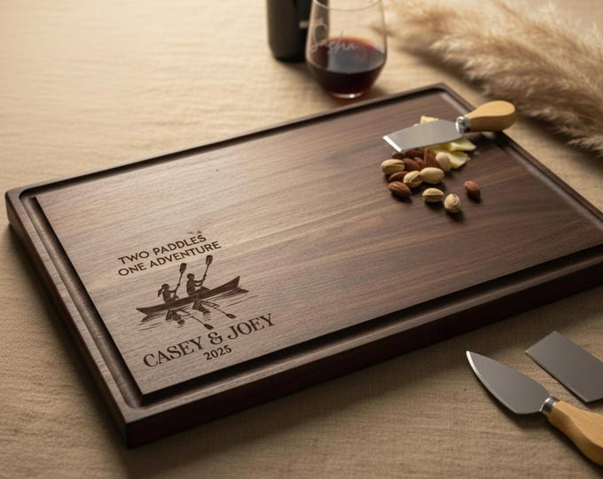 Personalized Cutting Board – Canoeing: Custom Engraved Charcuterie Board, Kayak and Canoe Lovers, Outdoor Adventurers, Paddle Sports Gift