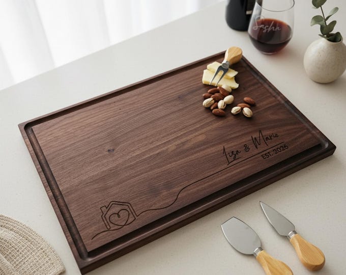 Personalized cutting board, Realtor Closing Gift: Custom Engraved wooden Charcuterie Board, Housewarming Gift, New Home Gift, Couples Gift