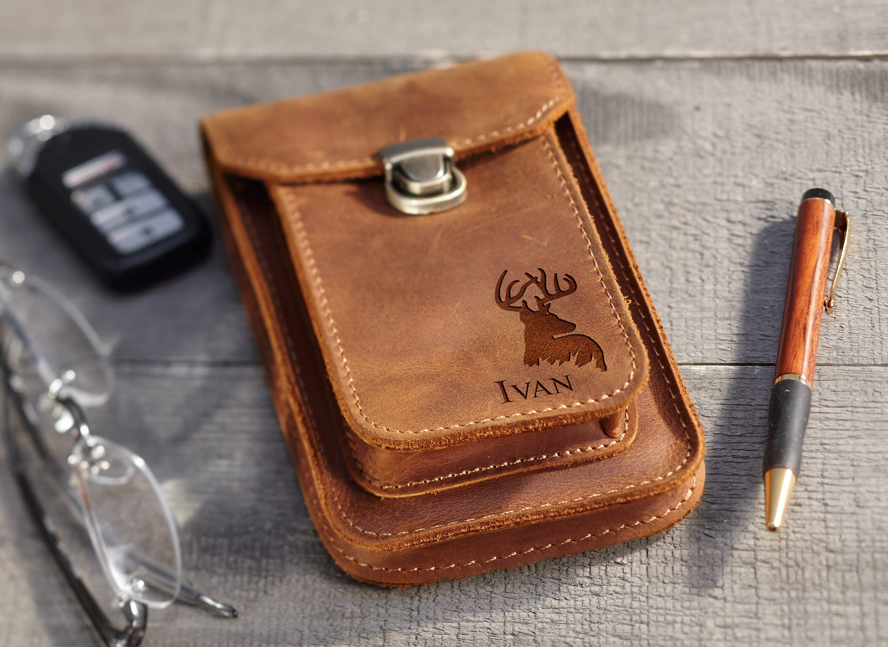 Personalized Belt Cell Phone Case, Vertical Leather Cell Phone Case