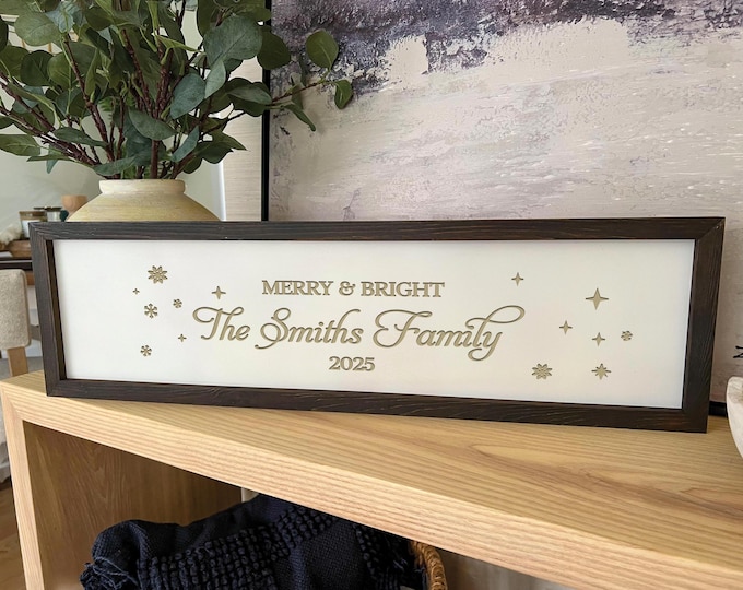 Personalized Christmas Sign, Christmas Gift: Customized Rustic Sign, Modern Farmhouse Decor, Family Gift, Holiday Gift, Welcome Wooden Sign