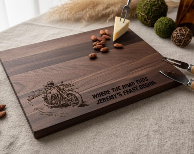 Personalized Cutting Board, Motorcycle Biking: Custom Charcuterie Board | Bikers Club, Harley, Bike Enthusiasts, Father's Day, Gift For Him