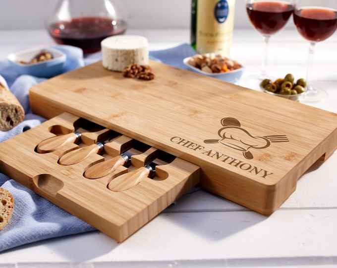 Personalized Charcuterie Board – BBQ Chef: Custom Engraved Bamboo Cutting & Serving Board, Chef, Husband, Boyfriend, Father's Day Gift