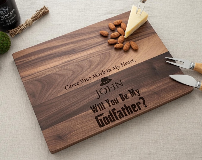 Personalized Cutting Board, Godfather Proposal: Custom Engraved Charcuterie Board, Kitchen Gift, Personalized Gift For Him, Godfather Gift