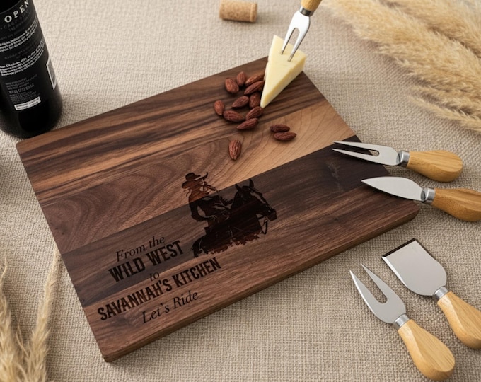 Personalized Cutting Board – Cowgirl Charcuterie Board: Custom Engraved Horse Kitchen Decor, Equestrian Gifts, Western Decor, Gift for Her