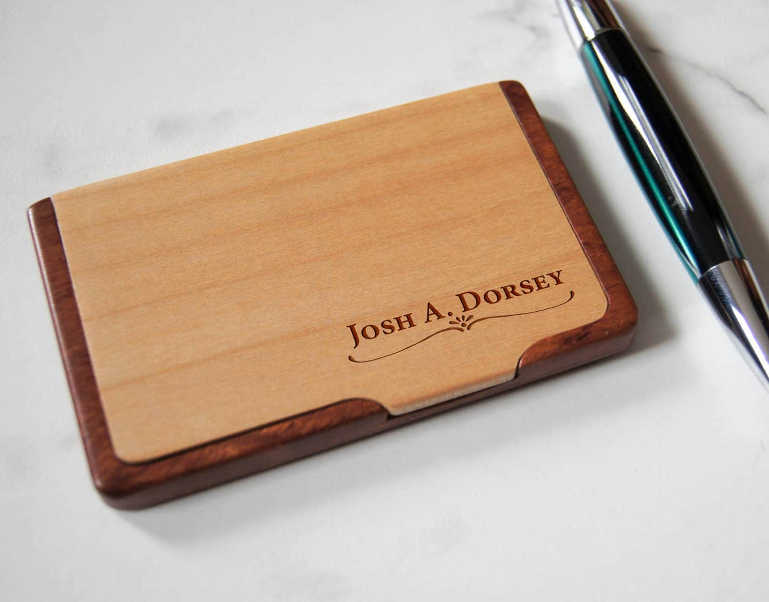 Customized Business Cards Holder, Personalized Wooden Business Cards