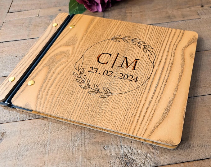 Personalized Wooden Wedding Guestbook, Photo Album, Wedding Album, Custom Engraved Wedding Guest Book, Couples Gift