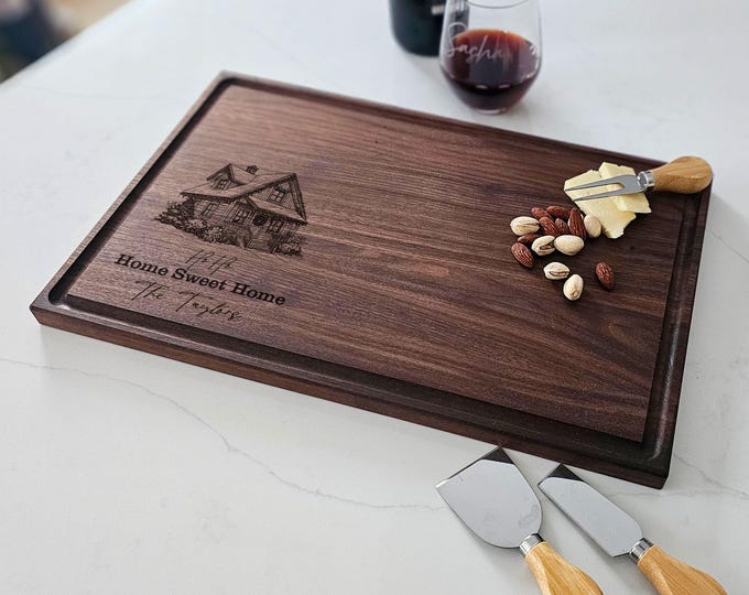 Personalized Cutting Board, Christmas Gift: Custom Engraved Charcuterie Board, Christmas Kitchen Gift, Christmas Kitchen Decor, Couples Gift