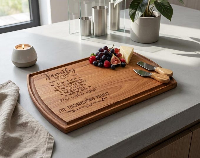 Personalized Family Recipe Cutting Board | Custom Engraved Charcuterie Board & Sentimental Housewarming Gift