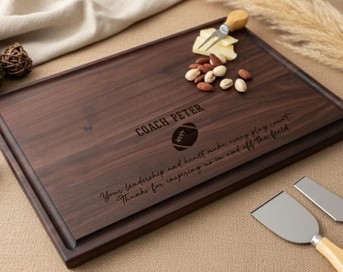 Personalized Cutting Board, Football Coach Gift: Custom Engraved Charcuterie Board, Thank You Gift, Appreciation Present, Kitchen Gift