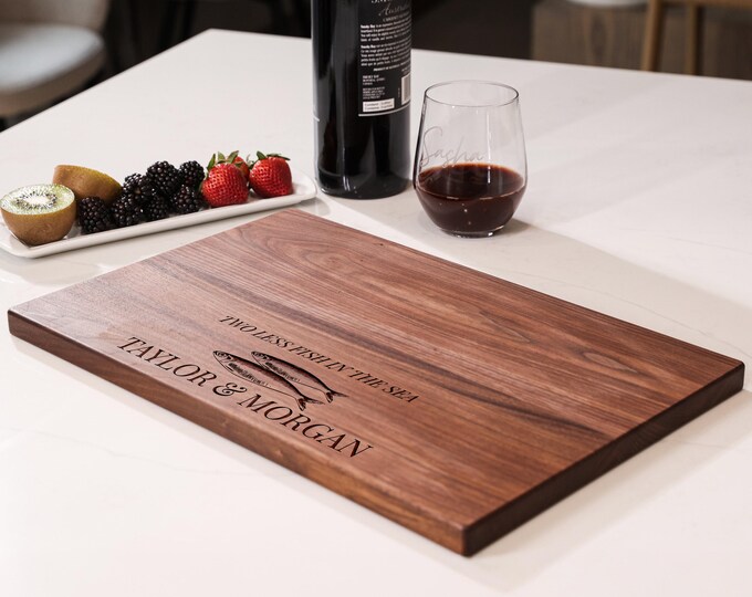 Personalized Cutting Board – Sardine Fish: Customized Charcuterie Board - Gift for Foodie Couple, Housewarming, Anniversary, Engagement