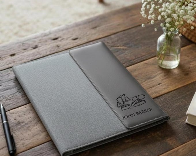 Personalized Faux Leather Portfolio: Custom Engraved Padfolio, Lawyer Gift
