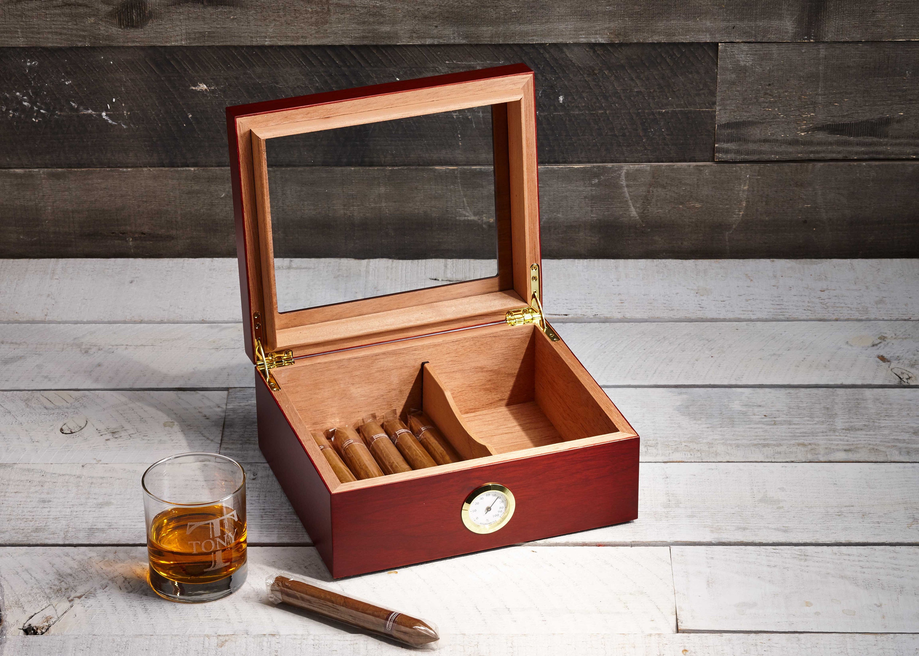 Cigar Humidor Gift Set Personalized Cigar Box Custom Wood -  Norway