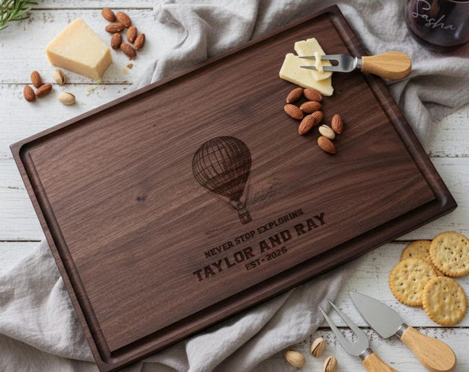 Personalized Cutting Board, Adventure Time: Charcuterie Board, Traveling, Gift for Couple, Kitchen Gift, Wedding Gift, Engagement gift