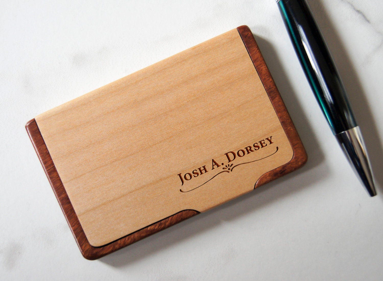 Customized Business Cards Holder, Personalized Wooden Business Cards