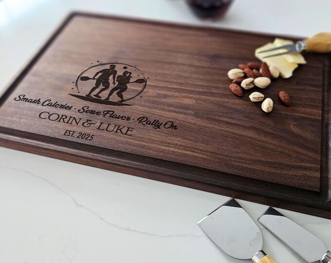 Personalized Cutting Board – Pickleball Partners: Custom Engraved Charcuterie Board, Pickleball Lovers, Sports Enthusiast, Kitchen Gift