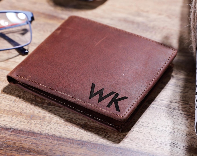 Personalized Leather Wallet, Father's Day Gift, Customized Genuine Leather Wallet For Men, Birthday, Graduation, Valentine's, Husband gift
