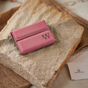 Customized Business Cards Holder, Personalized Leatherette Business Cards Holder, Engraved Business Cards cases Pink