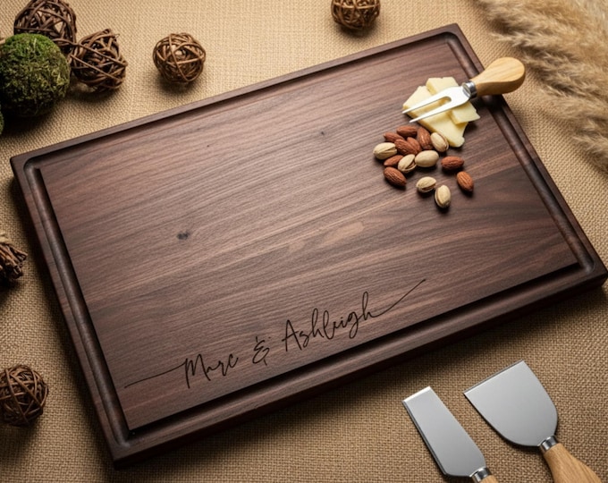 Personalized Charcuterie Board – Couple Names: Custom Cutting Board | Wedding, Hosting, Housewarming, Engagement, Anniversary, Engraved Gift
