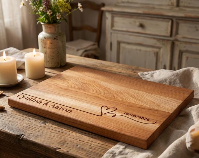 Personalized cutting board – Heart engraved: Customized Charcuterie for Wedding & Anniversary, Ideal Housewarming and Christmas Gift