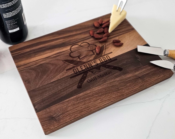 Personalized Cutting Board, BBQ Chef: Custom Cutting Board Grill Master, Father's Day Gift, BBQ Cutting Board, Grandpa Gift, Gift For Dad