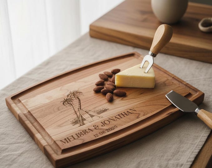 Personalized Surfing Charcuterie Board: Custom Beach Decor Cutting Board