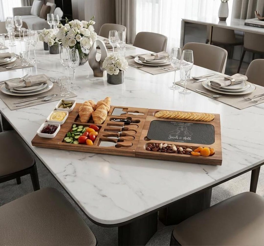 Personalized Acacia Wood Cheese Board Set: Engraved Charcuterie Platter ...