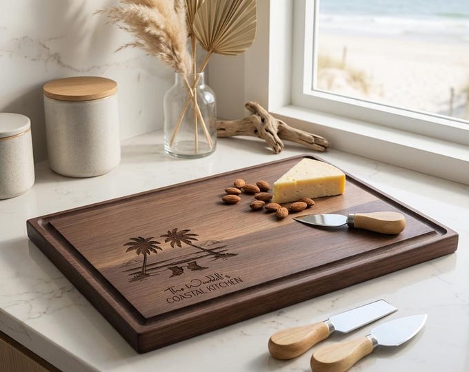 Personalized Charcuterie Board – Coastal Kitchen: Custom Cutting Board | Housewarming, Wedding, Anniversary, Engagement, Beach Gift