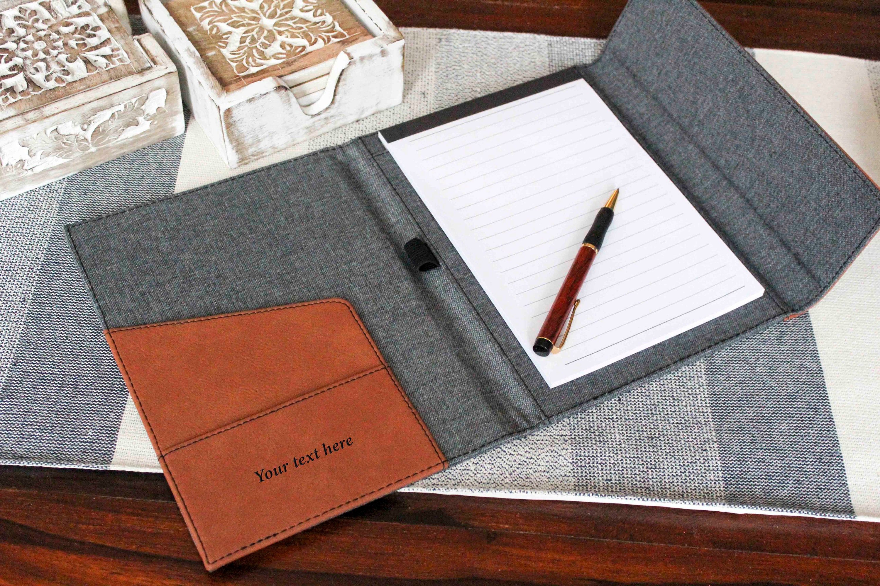 Personalized Leatherette Canvas Portfolios, Personalized notepad
