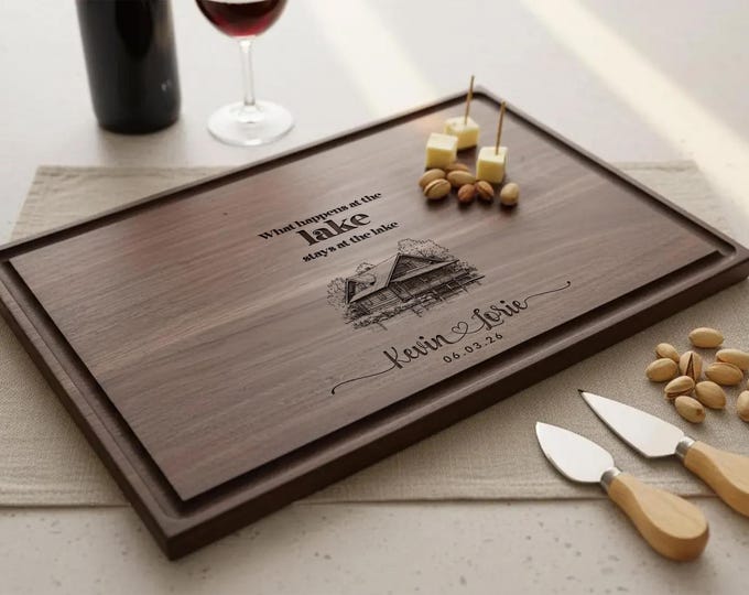Personalized Cutting Board, Lake House: Custom Engraved Charcuterie Board, Lake House Decor, Couples Gift, Cottage Gift, Lakeside Cabin