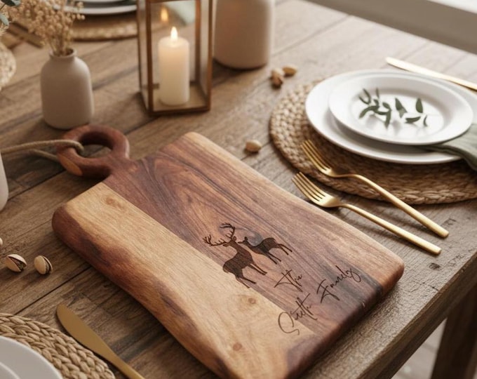Personalized Live Edge Cutting Board, Christmas Gift: Charcuterie Board, Holiday Gift, Family Gift, Rustic Gift, Cottage Gift, Kitchen Gift