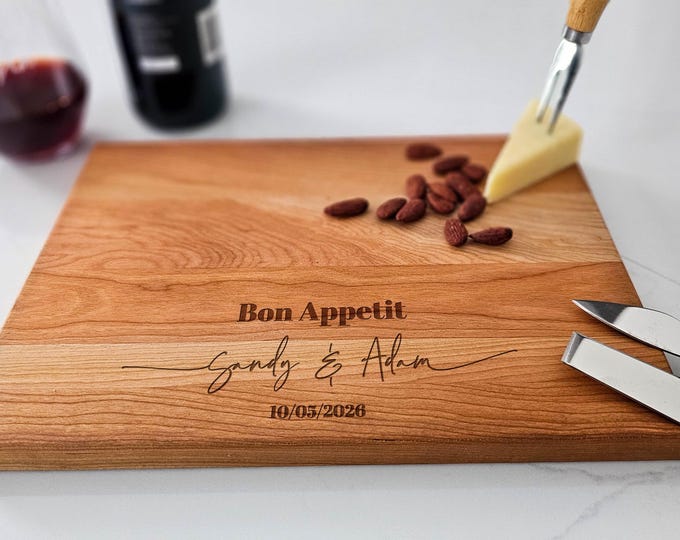 Personalized Cutting Board –Bon Appetit: Custom Charcuterie Board | Foodie Couple, Chef Gift, Housewarming, Wedding, Anniversary, Engagement