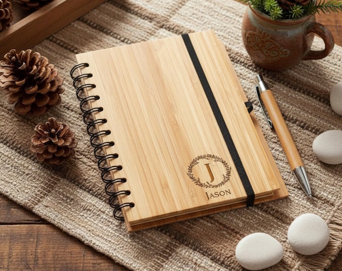 Personalized Journal, customized bamboo journal, Monogrammed journal, Engraved bamboo journal, lined journal, Personalized notebook