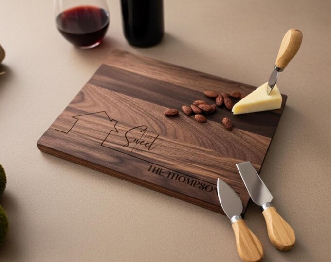 Personalized cutting board, Home Sweet Home: Custom Engraved Housewarming Gift for  Realtor Closing, Wedding Gift, Engagement Gift