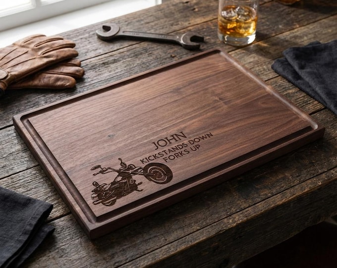 Personalized Cutting Board – Motorcycle Gifts: Custom Charcuterie Board | Bikers Club, Harley, Motorbike, Kitchen Gift, Gift for Him
