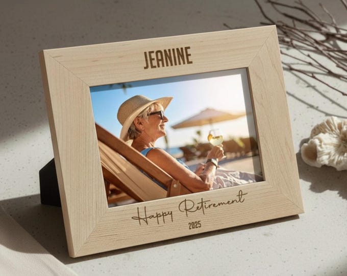 Custom Picture Frame, Retirement Gifts, Personalized Picture Frame, Customized Wood Photo Frame, Engraved Picture Frame, Gift For Retirement
