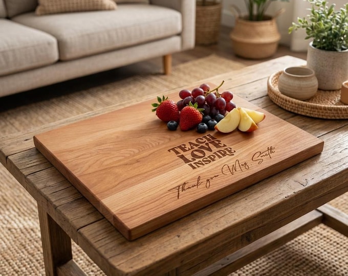 Personalized Teacher Appreciation Gift | "Teach Love Inspire" Cutting Board & Custom Thank You Present