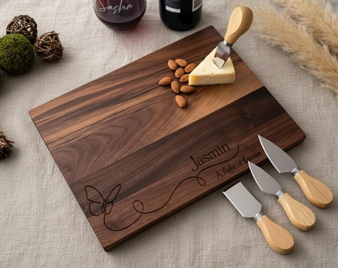 Personalized cutting board, Butterfly: Custom Engraved Charcuterie Board, Birthday Gift for Mom, Grandma Gift, Kitchen Gift, Gift for Her