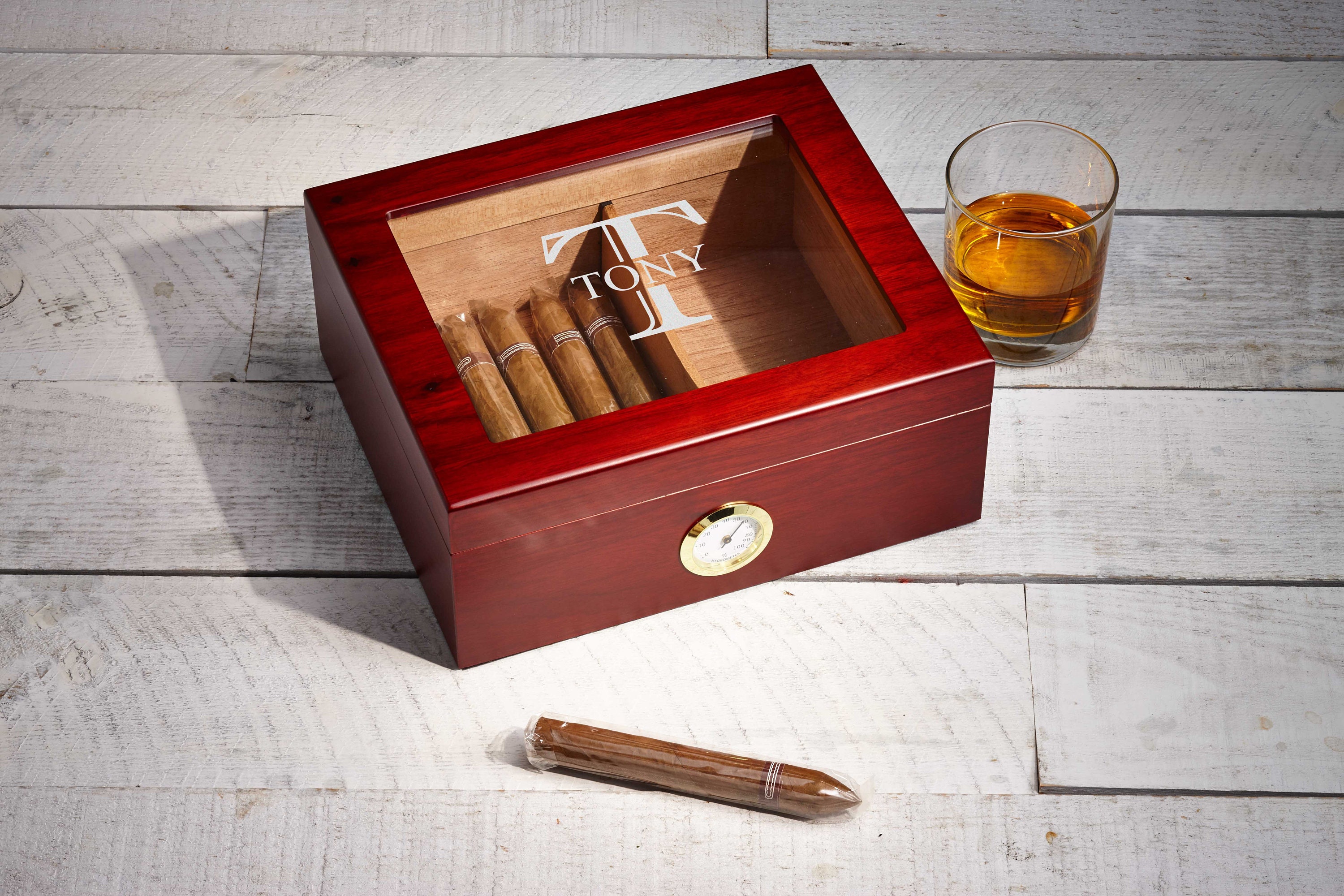Personalized Engraved Humidor Box Gift Set Men S Cigar Box Gift Set In ...