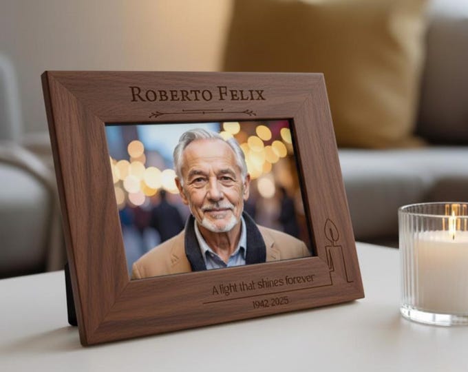 Personalized Memorial Picture Frame: Engraved Remembrance Gift, Maple or Walnut