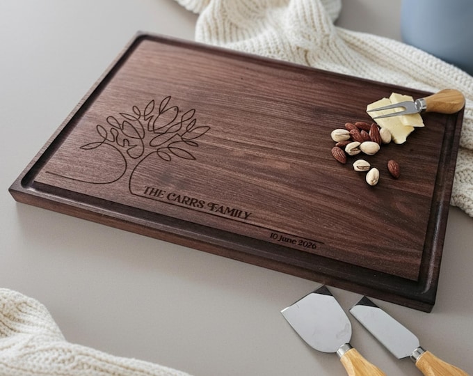 Personalized cutting board – Family Tree: Custom Engraved Charcuterie Board, Wedding Gift, Couples Gift, Housewarming Gift, Anniversary Gift