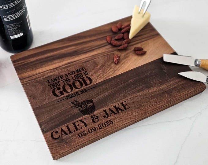 Personalized cutting board – Bible Verse: Custom Engraved "Oh Taste and See How Lord is Good", Divine Charcuterie & Decor Gift