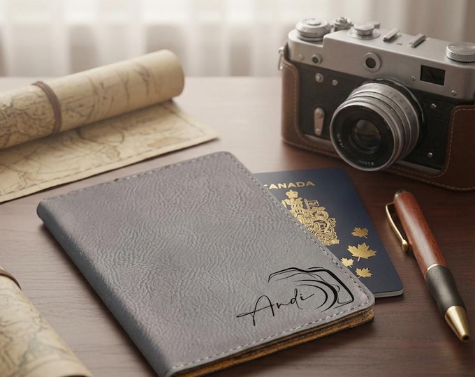 Personalized Passport Holder | Custom Camera Travel Wallet & Photographer Gift for Him