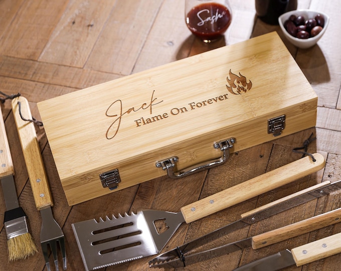 Personalized BBQ Set, Engraved Grill Accessories, Customized BBQ Utensil Set, Grill Multi Tool For Father's Day, Grandpa, Husband, Chef Gift