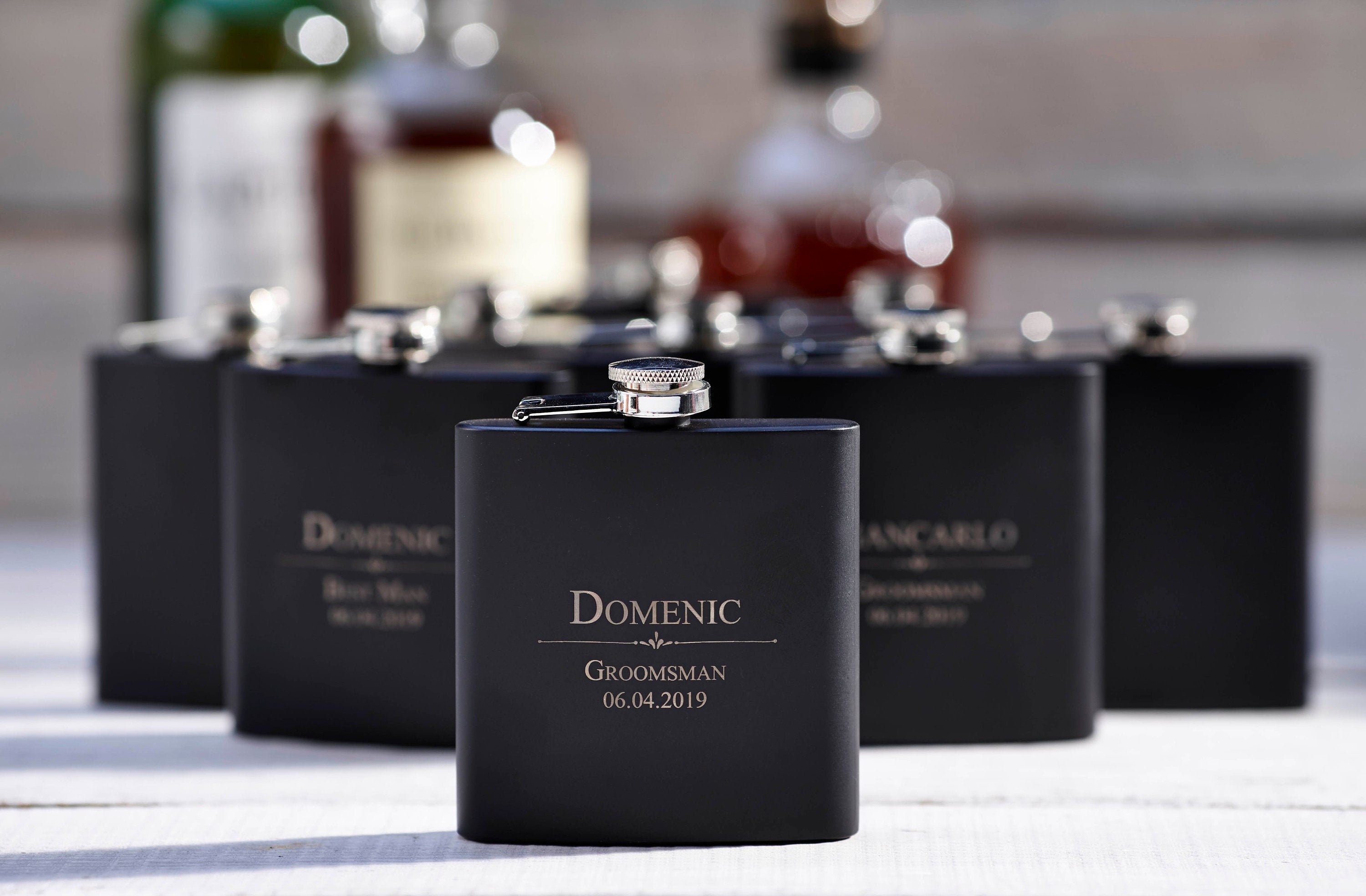 Personalized Set Of 5 Flasks, Groomsmen Wedding Gift, Best Man Flasks ...
