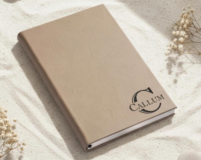 Personalized Journal, Custom Engraved Faux Leather Notebook: Monogrammed Leather Travel Journal, Office Gift, Teacher Gift, Coworker Gift