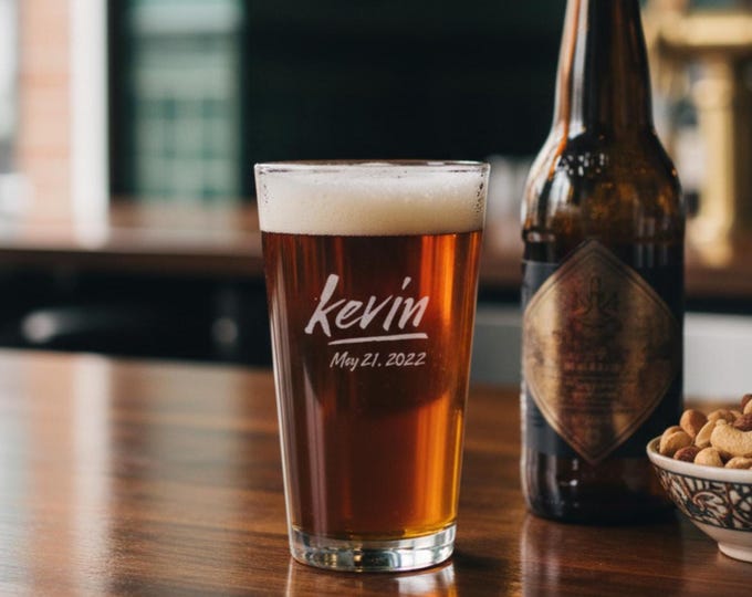 Personalized Beer Glass for him, Engraved Beer Glass, Best Dad Beer Glass, Beer Lovers, Customized Glass, Monogrammed Glass, Gift for him