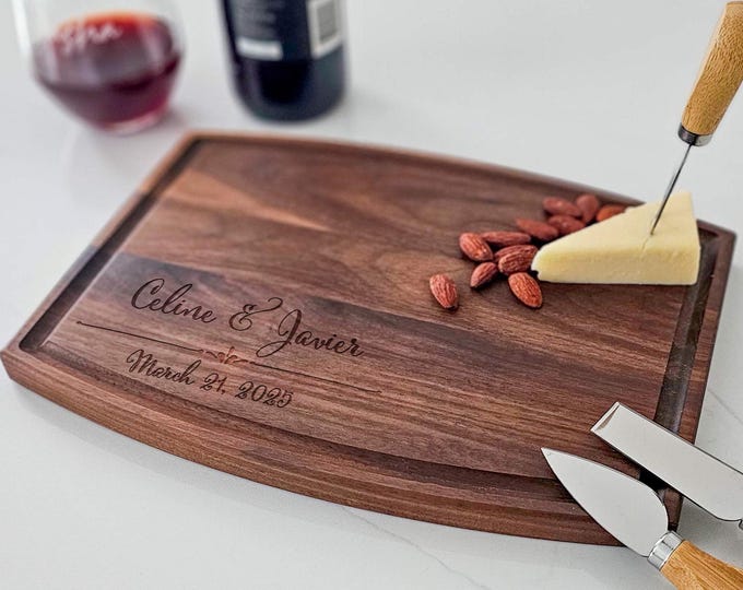Personalized cutting board – Couples: Custom Engraved for Wedding, Anniversary & Housewarming Gifts, Unique Charcuterie Kitchen Decor