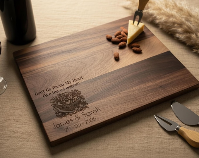 Personalized Cutting Board – Vegetable Themed: Custom Engraved Charcuterie Board, Farmers Market, Healthy Couple, Vegetarian Gift