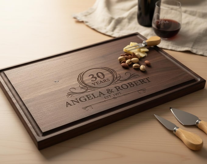 Personalized Cutting Board – 30 Years Anniversary: Custom Engraved Charcuterie Board, Couples Gift, Parent Gift, 30th Wedding Anniversary